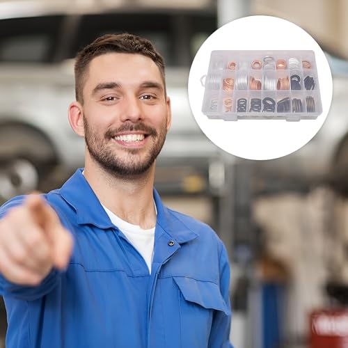 Image of Mandark Car Oil Drain Plug Crush Washer Assortment, 190PCS 10mm 12mm 14mm 16mm 18mm Auto Engine Fuel Pan Sealing Gasket Kit, Vehicle Oil Plug Seal Replacement Set Accessories, Universal Fit