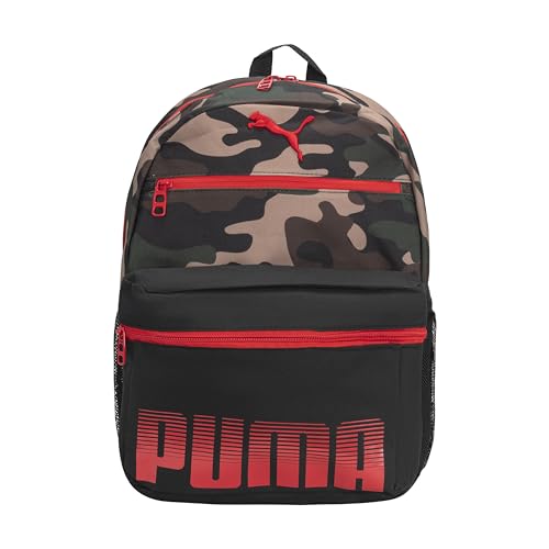 PUMA Mochila infantil Meridian, Mochila vermelha/camuflada, Youth Size