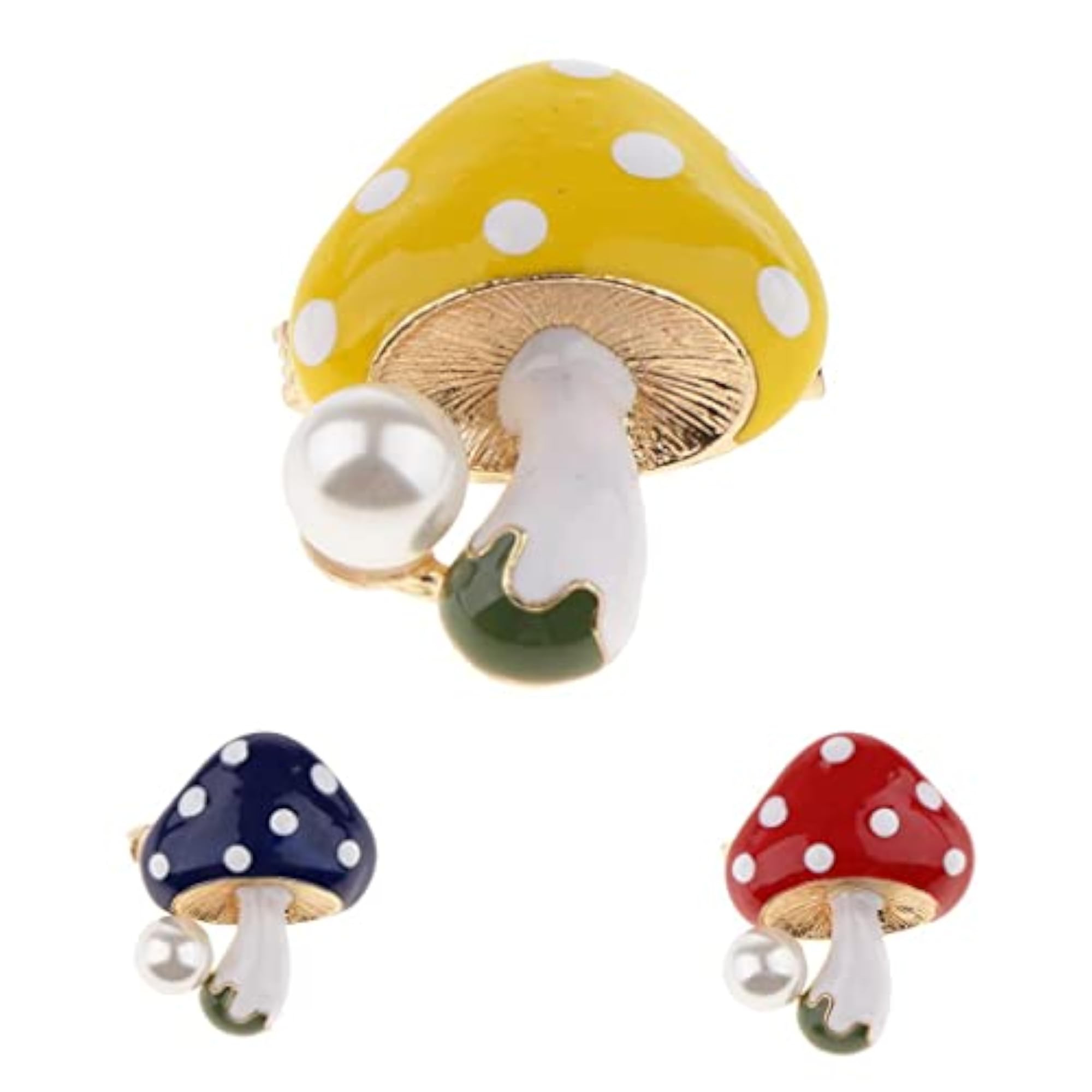 Delicate Enamel Mushroom Brooch Pin in Three Colors