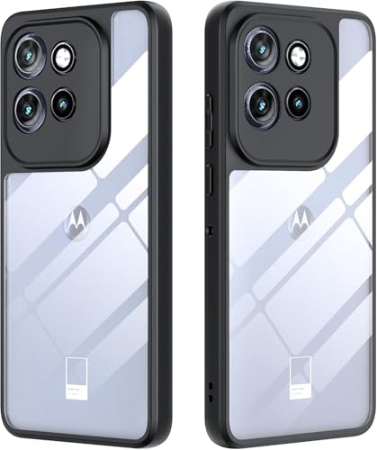 Image of REALCASE Stylish Shockproof Armor Back Cover Case for Moto Edge 50 Neo 5G | Slim Fit Hard Clear PC Back & Soft TPU Bumper | Protective Transparent Case for Motorola Edge 50 Neo 5G