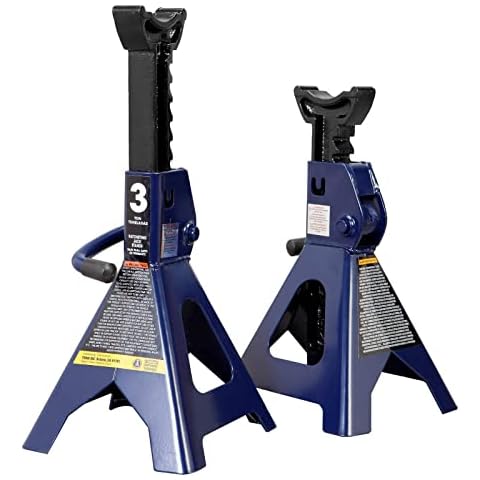 TCE AT43202U Torin Steel Jack Stands: 3 Ton (6,000 lb) Capacity, Blue, 1 Pair Cover