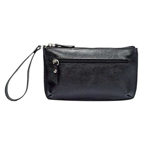Clutch Carteira Bolsa de Mao e Porta Celular Feminina em Couro Legítimo MDXP046 (Preta)