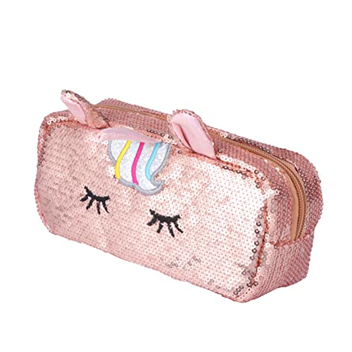 GRIRIW Cute Unicorn Pencil Case Sequins Multifunctional Pencil Bag Material for School Random