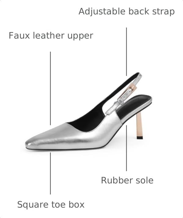 Image of iiimmu Slingback Heels for Women 3.5 in / 4 in Kitten Heel Closed Toe Pumps Dress Shoes