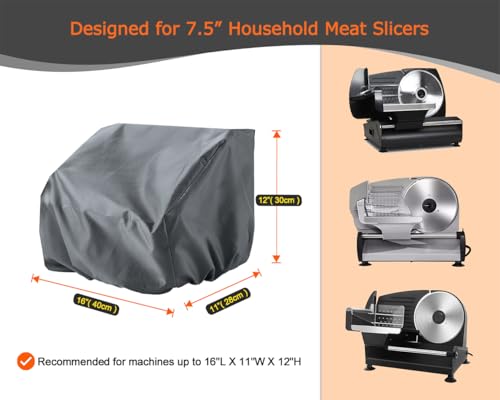 Image of 7.5 inch Meat Slicer Dust Cover, Compatible with OSTBA, Borelebbi, VEVOR, EliteGourmet, TOKASS, Cusinart, Nutrichef, WESTON, LEM and other Electric Deli Slicers with 7 Inch (190mm) Blade, GRAY