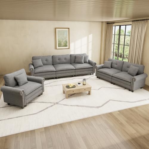 Image of HERA'S HOUSE Modular Sectional Sofa Set with Loveseat and Armchair 3 Piece