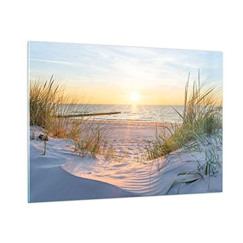 Moderne Impression sur Verre 100x70cm Image Tableau en Verre Decoration Murale dune plage mer Grand Tableaux Decoratifs Muraux Chambre Cuisine Horizontal Deco Cadre Salon Art Wall Decor GAA100x70-3989