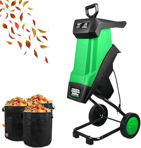 MIDUOLAI Biotrituratore da Giardino 2400w, 4500 Giri/Min, Diametro Massimo 35 Mm, con Sacco di Raccolta da 50 Litri, per Legno E Detriti da Giardino Resistenti,Verde