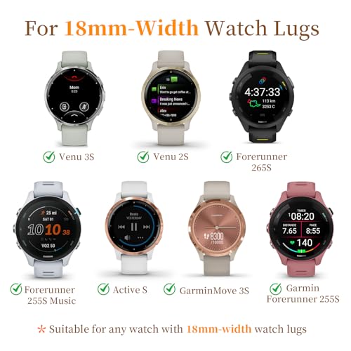 JKD 18mm Metal Band Compatible with Garmin Venu 3s Watch Band, Quick Release Stainless Steel Magnetic Strap for Garmin Vivoactive 4s/ Venu 2s Watch Bands Women Men, Gold by JKD - Image 2