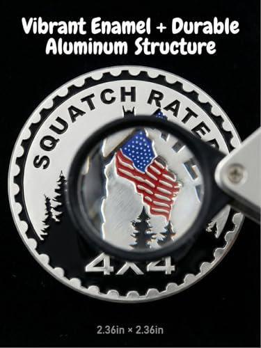 Image of 2 PCS Squatch Rated Car Emblem 4 x 4 Metal Automotive Badge 3D Metal Car Badges Emblems Round Emblem Decals Car Badge Decals Stickers Compatible with Vehicles Trucks SUV RV Decoratio (Squatch Rated-A)