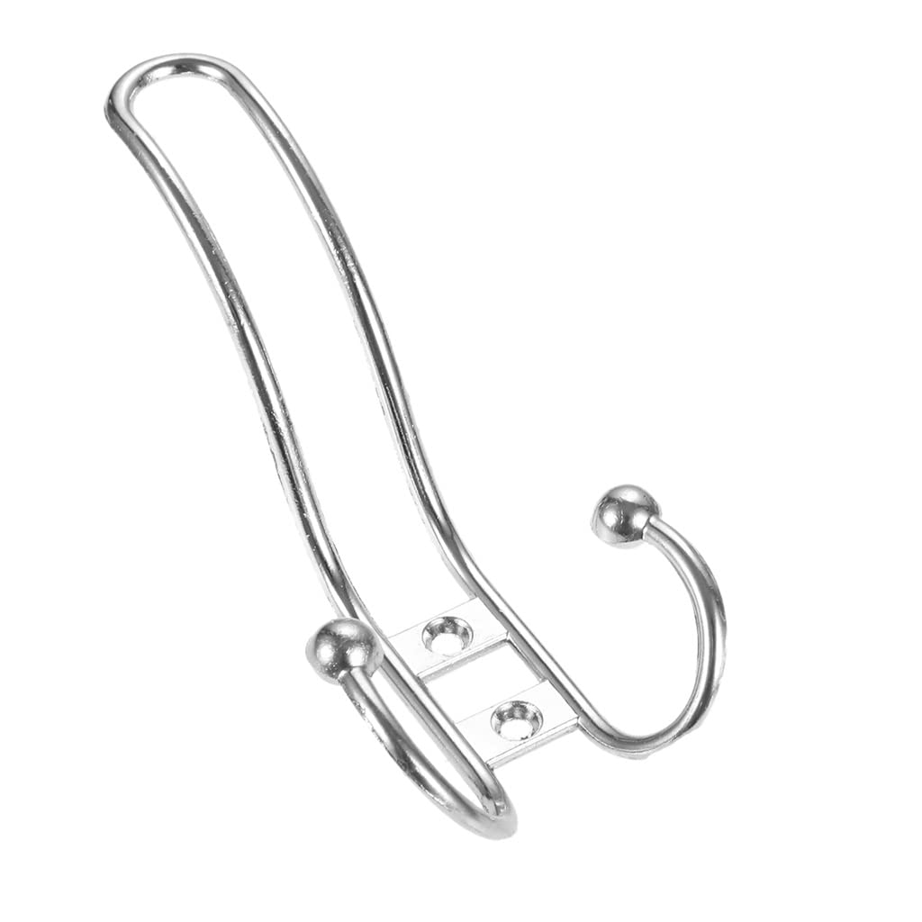 Crochet de porte anti chute cintre à fourche mural argenté avec vis pour gain de place