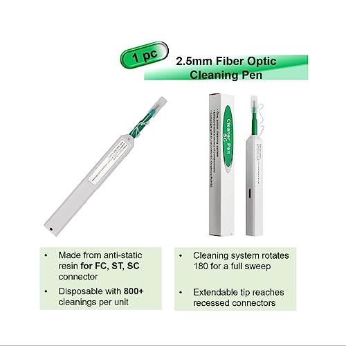 Fiber Optic Cleaning Kit Ftth Optical Fiber Cleaner Tools With Fiber Cleaning Cassette For Fc Sc St Lc Mu Connectors, 1.25Mm/2.5Mm Fiber Cleaner Pens, Cleaning Swabs Wipes #TOP3