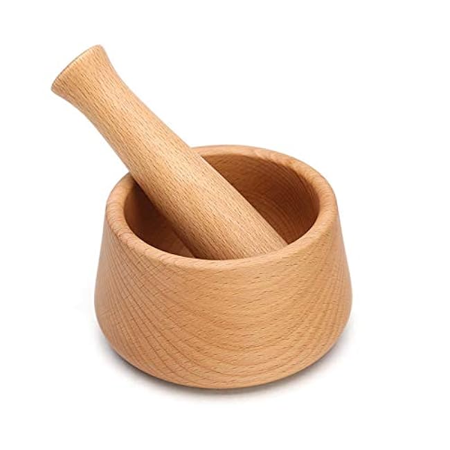 Mortar and Pestle Set Wooden Mortar and Pestle Set£¬Spice Grinder Kitchen Cooking Tools £¬Seasonings£¬Pestos and Guacamole£¬Handmade Mortar and Pestle Grinder Spice Herb Grinder