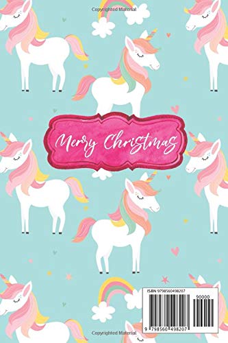 Unicorn Notebook: Beautiful Christmas Greeting Gift for Teens Students Teachers Coworkers Friends Family: Wide Lined Ruled Paper Journal Workbook 108 pages (6" x 9") image 3
