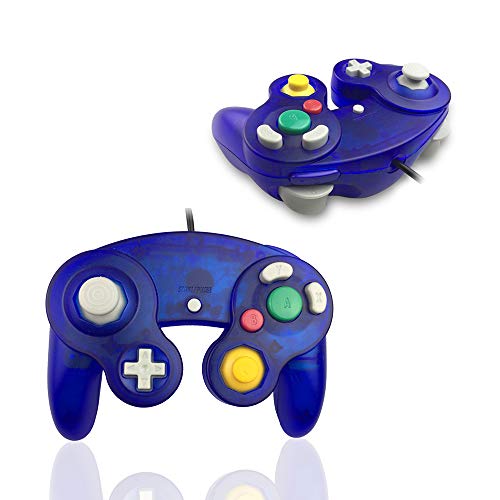 Image of Reiso Gamecube Controller, 2 Pack NGC Classic Wired Controller for Wii Game cube Console (Clear Red and Clear Blue)