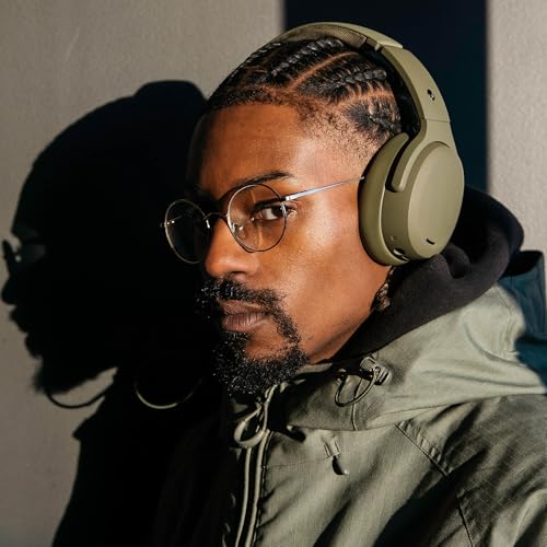 Image of Skullcandy Crusher ANC 2 Wireless Over-Ear Bluetooth Headphones with Multi-Sensory Bass, Active Noise Cancelling, Up to 60 Hours Battery, Microphone for iPhone Android - Drab