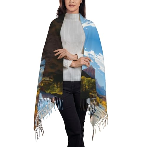 Tassel Scarf Zion National Park Printde Scarfs For Women Fashion Fringed Shawl Plush Fringed Scarf Soft Chunky Large Scarves3