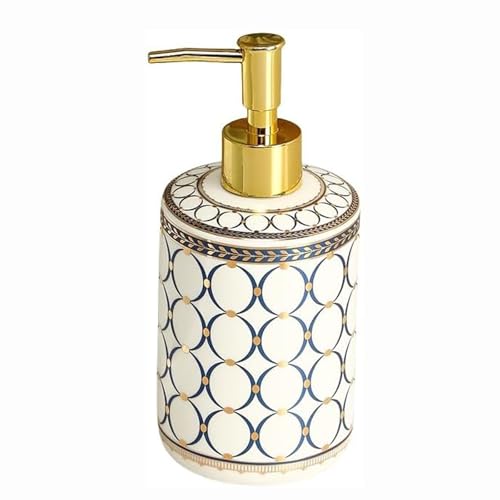 dispensador jabon Decoración del hogar, dispensador de jabón de cerámica, decoración for Cocina, baño, líquido, Vintage, Elegante, Estilo Bohemio de Granja Ducha(Circle Blue)