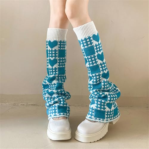 Image of Y2K Kawaii Leg Warmers Knitted Flare Leg Sleeves Love Heart Pattern Boots Cuffs Valentine's Ankle Heap Socks