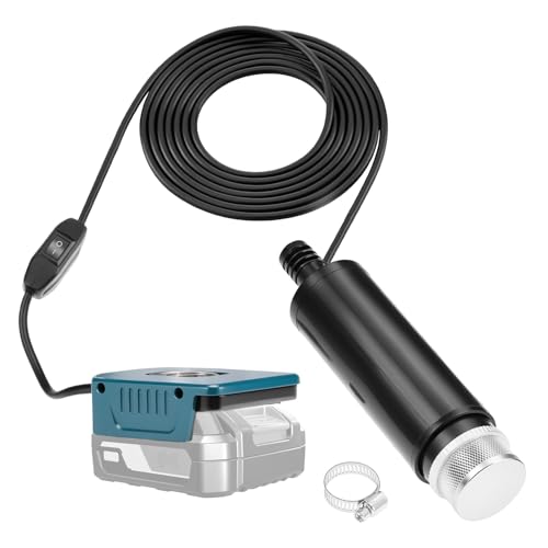 QWORK® Wasserpumpe Akku, 120W Tauchpumpe mit 5M Kabel, Kompatibel mit Makita 18V Batterie (Batterie nicht im Lieferumfang enthalten)