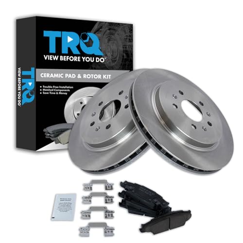 Image of TRQ Rear Brake Pad and Rotor Set Ceramic Compatible with 2006-2007 Cadillac CTS 2005-2011 STS