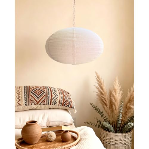 Auradecorly Linen Pendant Light Shade 20 Inches Oval Hanging Lamp Shade