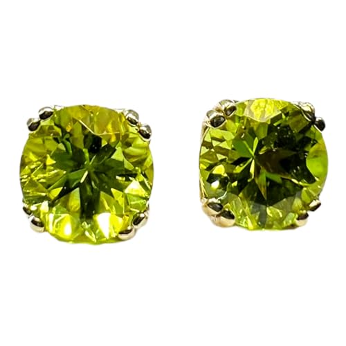 Boucles d'oreilles en péridot naturel et argent 925 style minimaliste LKSTD_0618