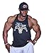 Crazee Wear Fitted Black Bodybuilder Stringer Tank Top with Grey Train Insane and White Super Hero Design