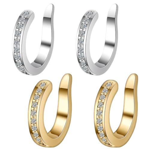 GNHG 2 Pares Pendientes Corrector Orejas soplillo, aretes Falsos Ajustables, chapados sin perforación, aretes de Clip sin perforación, mejoran Suavemente la posición de Las Orejas