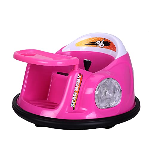 Free Shipping Over $50 Bumper car for Kids, TAMCO Kids Bumper car 12V with Remote Control 360 Spin Ride On Vehicles for Girls Boys Toddler Kids Rechargeable Gift car with Dinner Plate Colorful Lights (Pink)