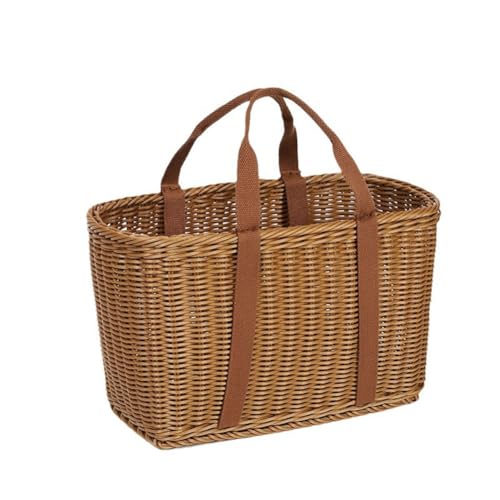 Wicker Shopping Basket with Handles – Reusable...