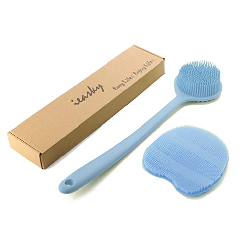 Back Scrubber,Silicone Bath Body Brush Exfoliator Back Brush Long Handle for Shower with Soft Bristles,gift with Brushing Gloves