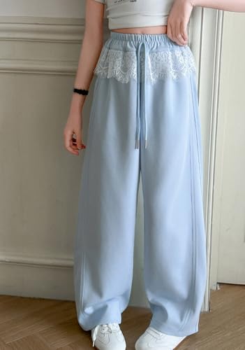 Girl's Elastic Waist Baggy Sweatpants Wide Leg Casual Loose Pants Active Joggers for Girls Size 4-12 Years4