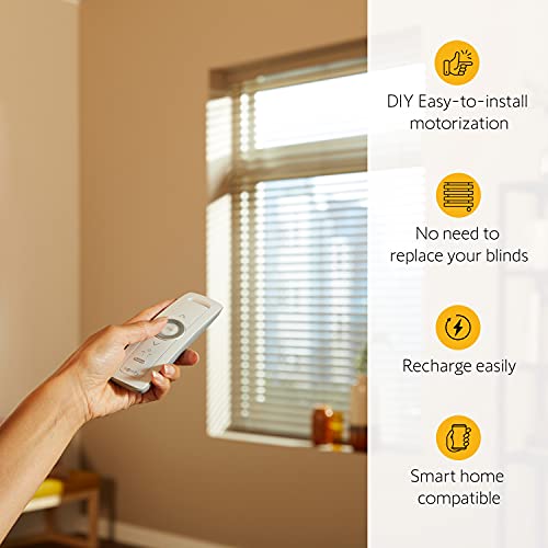 Somfy Clever Tilt Blind Motor Kit - Fits Your Existing 2" Horizontal Blinds - Smart Blinds for Security, Glare, & Natural Light - Automatic Blinds Opener - Includes Remote, Motor, and Charger