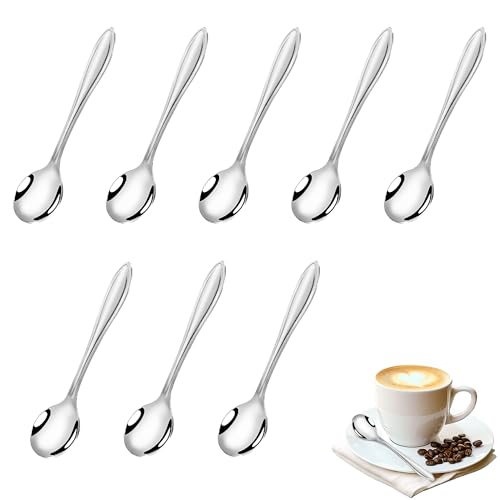 8 Stück Mini Kaffeelöffel Edelstahl Cute Small Edelstahl Gewürz Löffel Robuste Espressolöffel und Vielseitige Kleine Löffel für Kaffee Tee und Dessert Spülmaschinenfest und Modern im Design