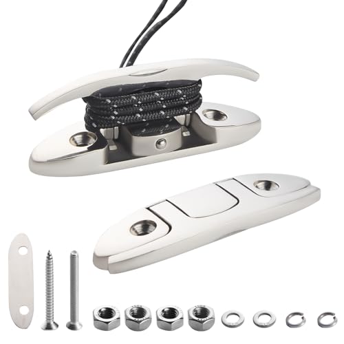 RiaYer 4.5' Flip-Up Boat Cleats 2-Pack, Marine Grade 316 Stainless Steel Folding Dock Cleat with...