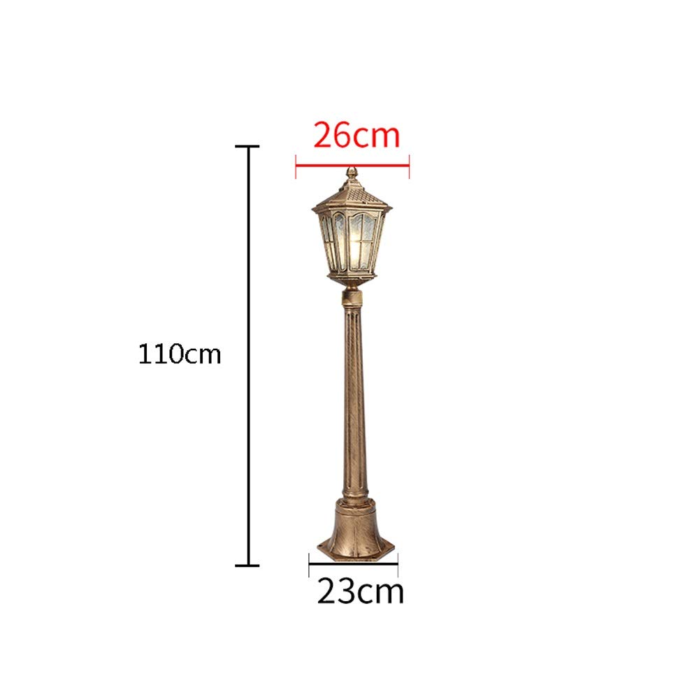 Lámpara retro europea para exteriores, IP55, impermeable, E27, luz de cristal de poste alto, aluminio fundido a presión, pilar para jardín, patio, camino, decoración,