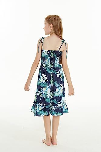 Image of Family Matching Hawaiian Clothes, Orchid Breeze Navy | Lightweight 100% rayon • Family matching outfits • Beach vacations • Luaus • Cruises • Family photos