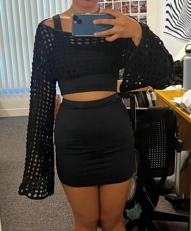 Image of Womens Crochet Shrug Y2K Hollow Out Bolero Shrug See Through Cropped Knit Sweater Top(Black,XL), X-Large