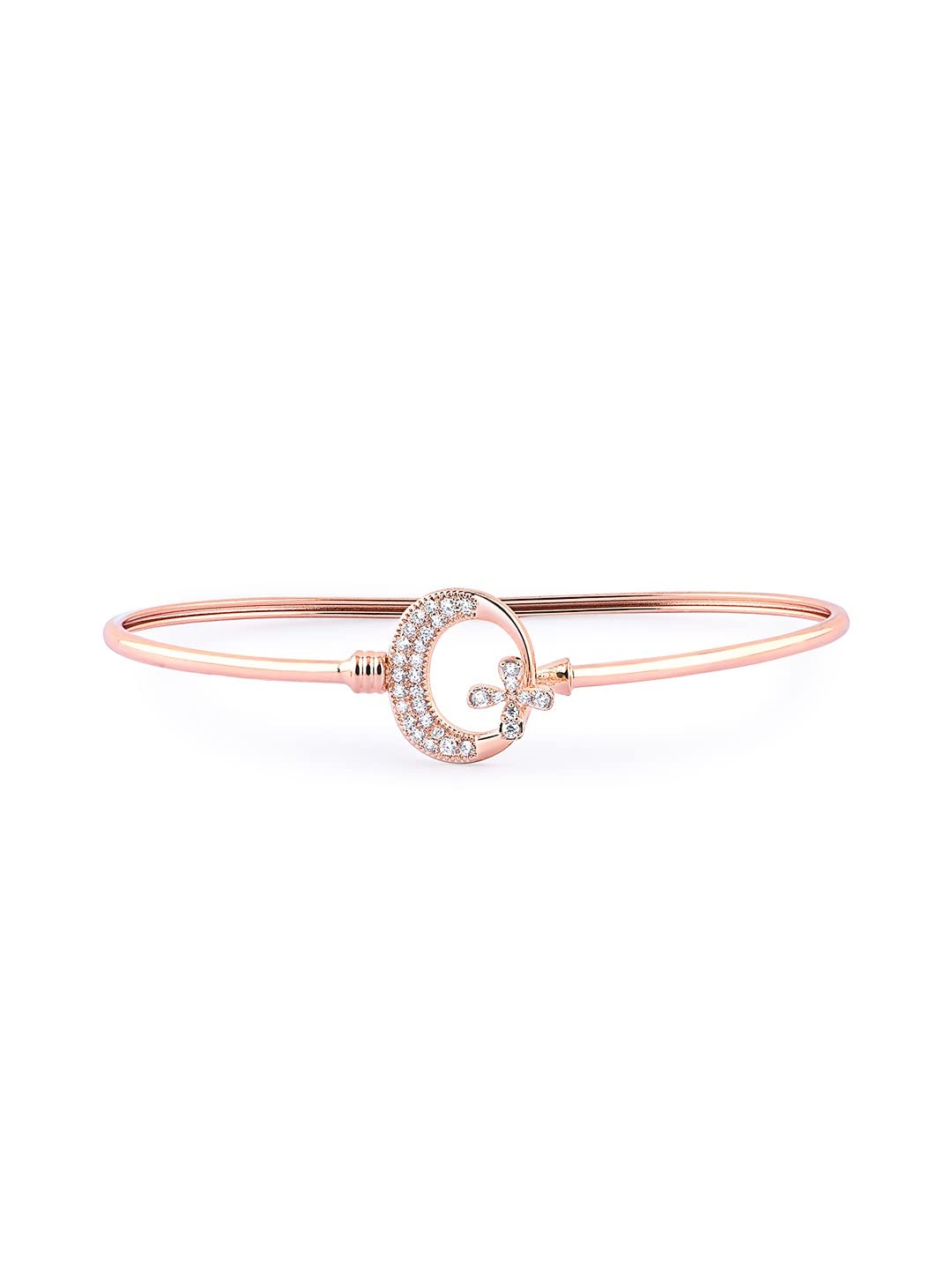 ZAVERI PEARLS Rose Gold Dazzling Cubic Zirconia Contemporary Kada Bracelet For Women-ZPFK15219 (B0BRNHC5QB) Amazon Price History, Amazon Price Tracker