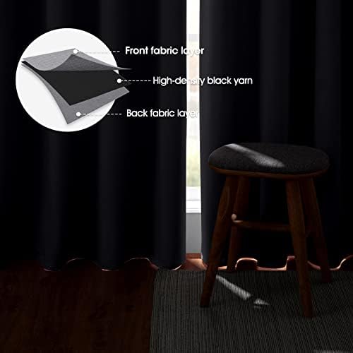 HOMEIDEAS Light Grey Blackout Curtains 2 Panels 52 X 63 Inch Drop Room Darkening Eyelet Curtains for Bedroom , Thermal Insulated Light Blocking Window Drapes
