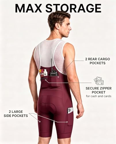 Image of Ceroti Custom Apparel Service Men's Pro Long Inseam Cycling Bibs, Side Cargo Pockets Bibs Optional,Bike Shorts UPF50+