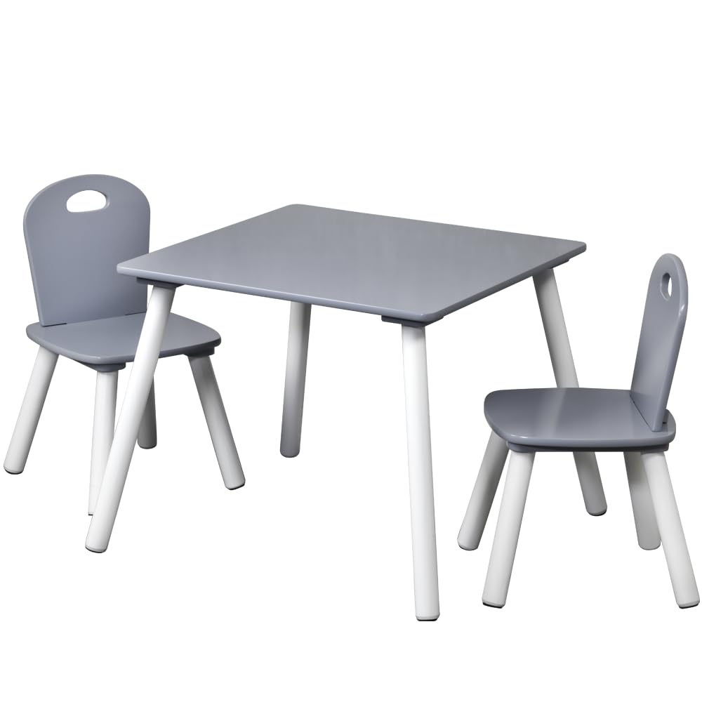 Kesper | Tavolo per bambini con 2 sedie, materiale: pannello di fibra, dimensioni: 55 x 55 x 45 cm, colore: bianco, grigio | 17732 13