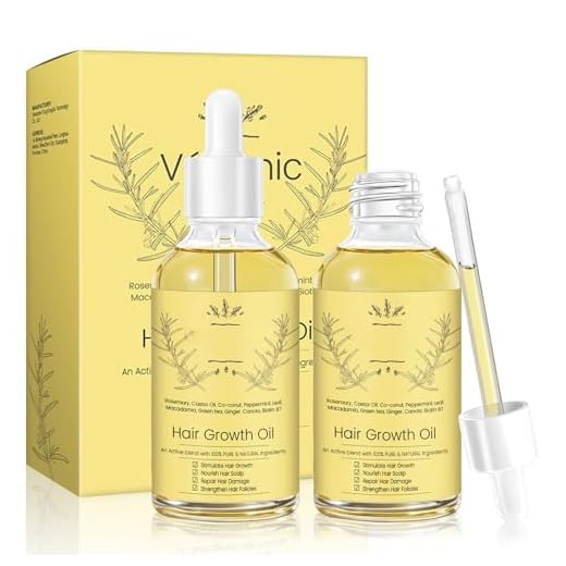 ANTIVP Óleo Vegano Natural Para Crescimento Capilar Kit De Óleo Vegano Para Crescimento Capilar Com Alecrim Para Cabelos Secos E Danificados, 2 Unidades*2 Fl.Oz (Amarelo)
