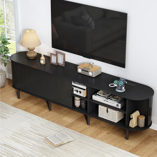 Image of ComfyCorner 86.6 inch Mid Century Modern TV Stand with Sliding Doors for 90 inch TV