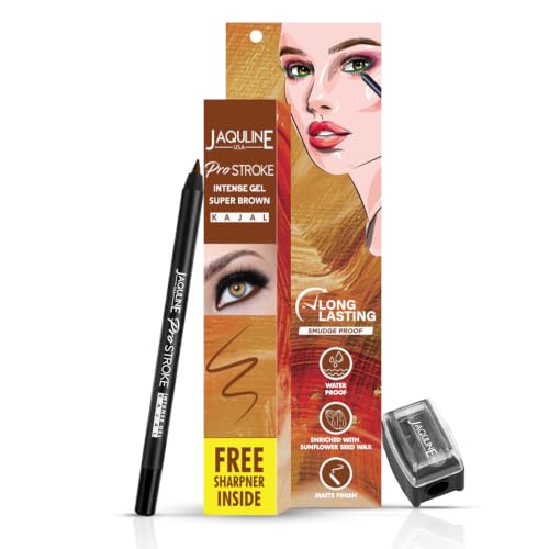 Image of JAQULINE USA ProStroke Intense Gel Kajal | Highly Pigmented | Waterproof | Smudgeproof | Matte Finish | Long Lasting | Quick Drying | Precise Application - Super Brown,1.2g