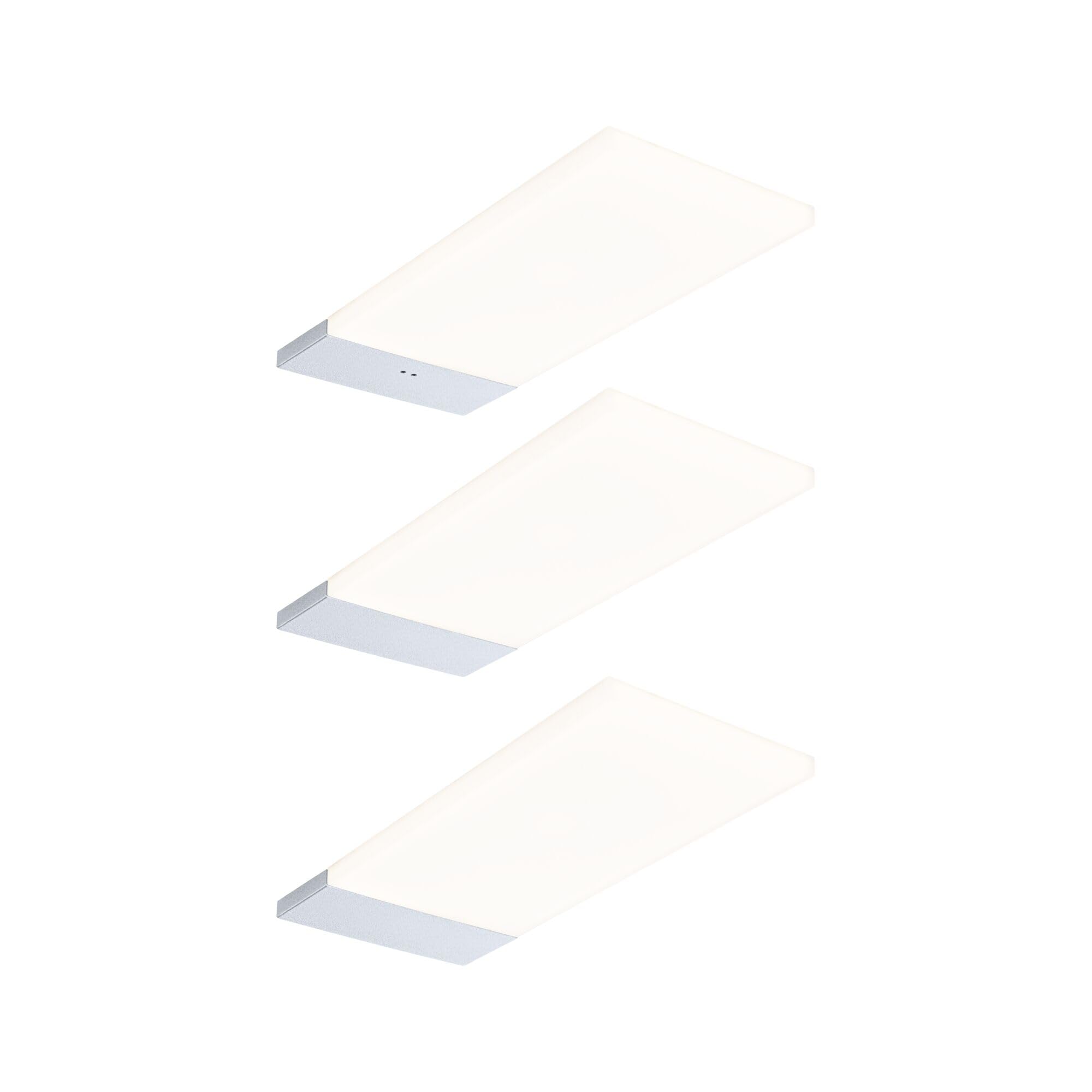 Paulmann 92121 LED sous-meubles Bredo avec capteur de proximité kit de 3 3000 K 2,5W 80x190 mm 180lm Argent luminaire en saillie pour meuble