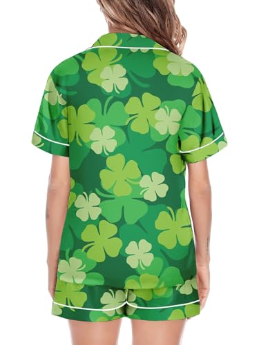 St Patrick's Day Pajamas for Couples Set Button Down Pajamas Sleepwear Loungeware Sets4