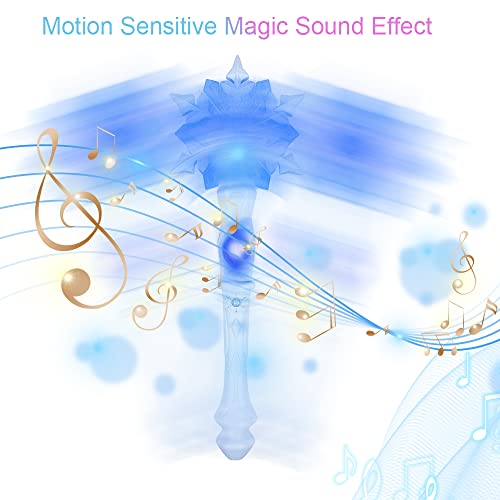 Light Up Frozen Snowflake Wand With Sound, Magic Wand For Kids Girls Princess Birthday Party (Motion Sensitive) Costume Accessories 2 Pieces (Blue & Pink) #TOP1