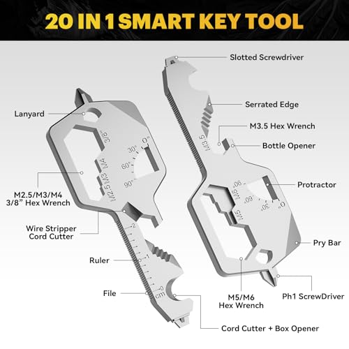 Key Shaped Pocket Multitool 20-in1 Multi Tool, Stainless Steel Keychain Utility Gadget,Gift for Men, Women, Father,Groomsmen, Valentine's, Birthday, Christmas 3 Key Shaped Pocket Multitool 20-in1 Multi Tool, Stainless Steel Keychain Utility Gadget,Gift for Men, Women, Father,Groomsmen, Valentine's, Birthday, Christmas - Image 3